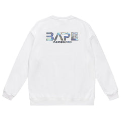 BAPE Ape Head Flying Saucer Laser Letter Pattern Print Sweatshirt