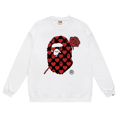 BAPE Ape Head Rose Pattern Print Sweatshirt