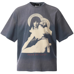 Fear Of God Notre Dame Cathedral Painted Print T-Shirts