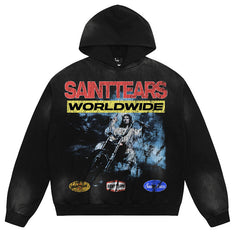 SAINT MICHAEL Character Pattern Printed Hoodies