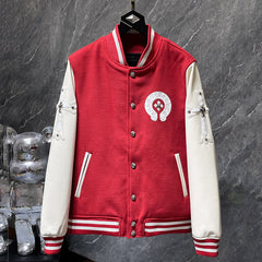 Chrome Hearts Sanskrit Cross Embroidered Baseball Jacket #8657