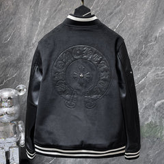 Chrome Hearts Sanskrit Cross Embroidered Baseball Jacket #8657