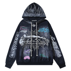 Hellstar Records Tour Flame Print Hoodie