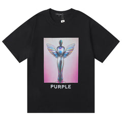 Purple Brand Logo Letter Pattern Print T-Shirt