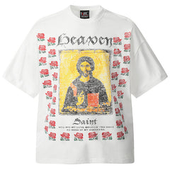 Saint Michael Rose Sanskrit Distressed Printed T-Shirts