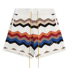 RHUDE Men's Blue Cyril Intarsia-knit Shorts