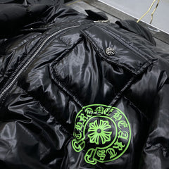 Chrome Hearts Logo Print Parka Down Jacket