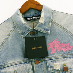 Palm Angels Graffiti Print Denim Jacket