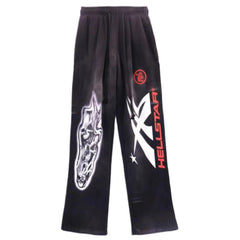 Hellstar Airbrushed Skull Flare Bottom Pants