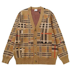 Burberry Classic Plaid Cotton Cardigan Sweater
