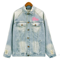 Palm Angels Graffiti Print Denim Jacket