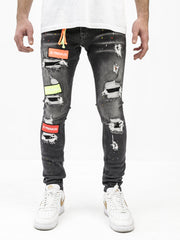 BT Black Patchy Jeans