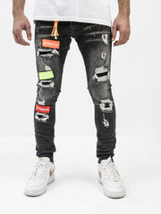 BT Black Patchy Jeans