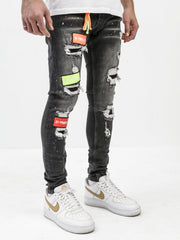 BT Black Patchy Jeans