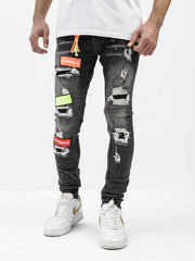 BT Black Patchy Jeans