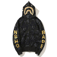 Bape Black Gold Shark Camouflage Hoodies