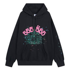 Sp5der 555555 Angel Number Hoodie-Black #8203