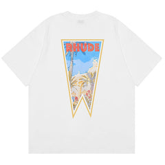 Rhude Oil Painting Clock Coconut Tree Print T-Shirts