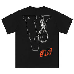 VLONE Rope Letter Big V Print Hip Hop T-Shirt